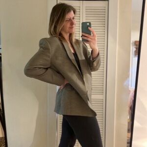 Lauren by Ralph Lauren Oversized Beige Plaid Blazer